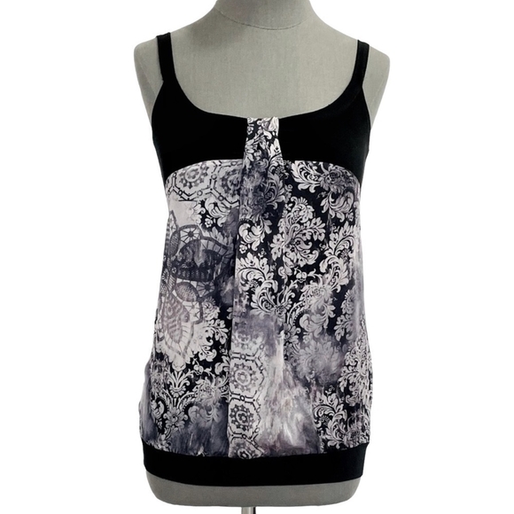 ARBER 100% Silk Weightless Floral Pattern Gray Sleeveless Top & Skirt Suit - Picture 4 of 10